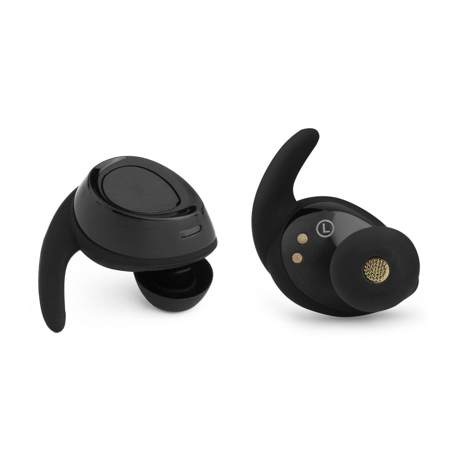 Black Mini Wireless Bluetooth Twins Earbuds Mic True Bass Stereo In-Ear TWS Earphones In-Ear Headphones - Tophatter Daily Deals